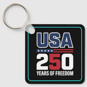 USA 250 Years Of Freedom Patriotic Flag Design Key Ring