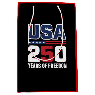 USA 250 Years Of Freedom Patriotic Flag Design Medium Gift Bag