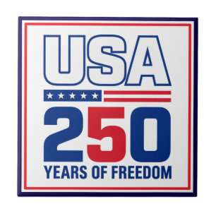USA 250 Years Of Freedom Patriotic Flag Design Tile