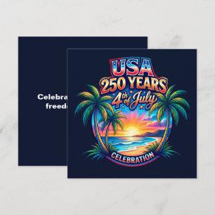 USA 250 Years Palm Beach Patriotic Desert Sunrise Holiday Card