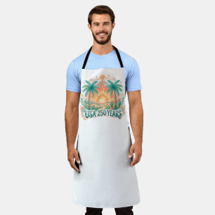 USA 250 Years Palm Trees Patriotic Desert Sunrise Apron