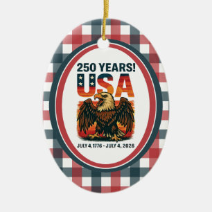 USA 250 Years – Patriotic Bald Eagle July 4th 2026 Ceramic Tree Decoration