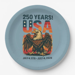 USA 250 Years – Patriotic Bald Eagle July 4th 2026 Paper Plate