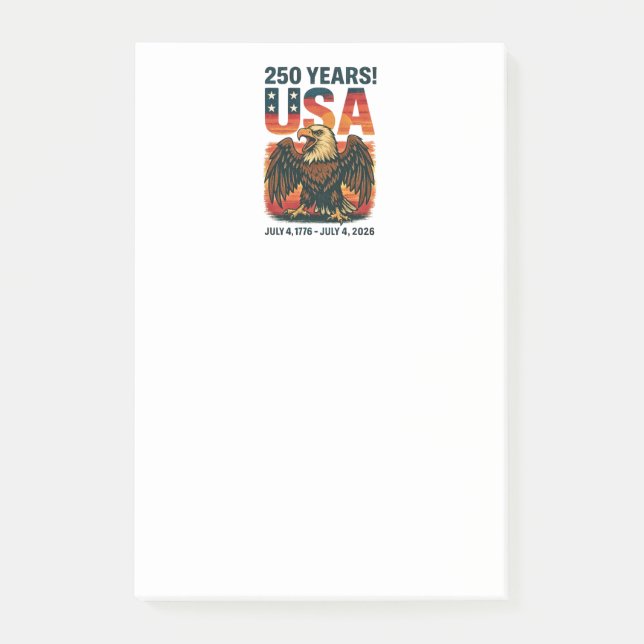 USA 250 Years – Patriotic Bald Eagle July 4th 2026 Post-it Notes (Front)