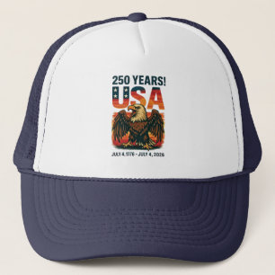 USA 250 Years – Patriotic Bald Eagle July 4th 2026 Trucker Hat