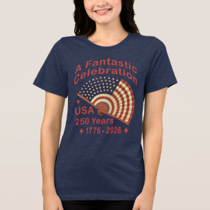 USA 250 Years Patriotic Fan Design – 1776-2026 Tri-Blend Shirt