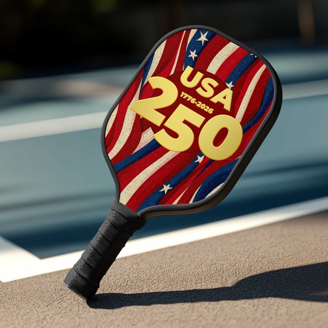 USA 250 Years Patriotic Red White Blue with Gold Pickleball Paddle (Creator Uploaded)