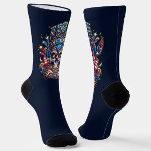 USA 250 Years Patriotic Skull 4th of July Socks