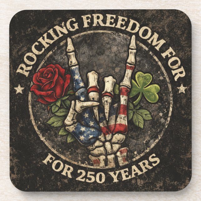 USA 250 Years Rocking Freedom Patriotic Skeleton H Coaster (Front)