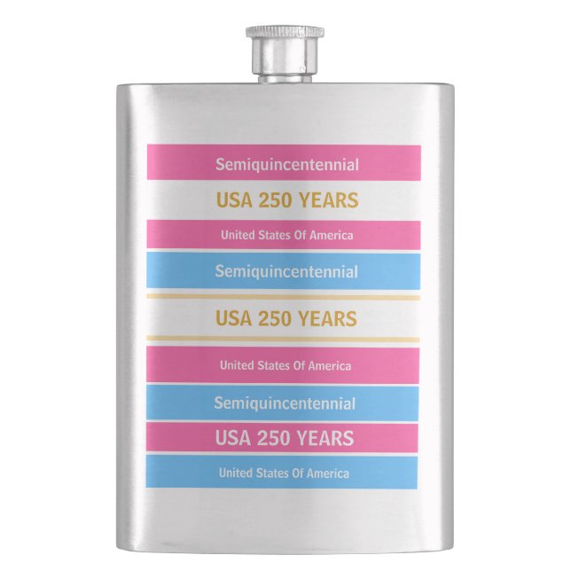 USA 250 Years Semiquincentennial Patriotic Stripes Hip Flask (Front)