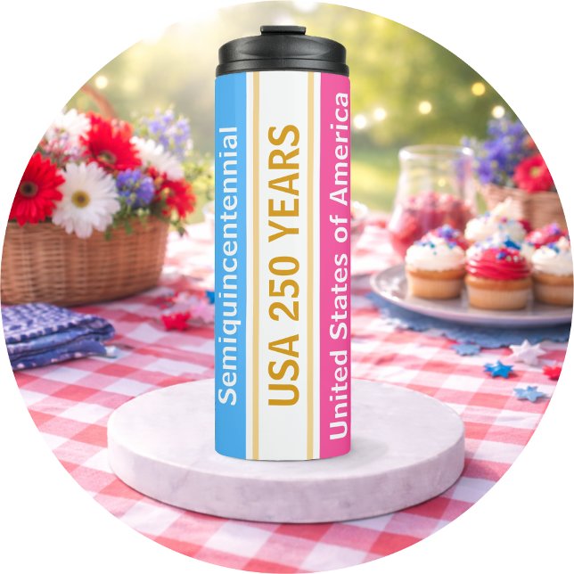 USA 250 Years Semiquincentennial Patriotic Stripes Thermal Tumbler (Creator Uploaded)