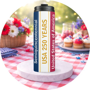 USA 250 Years Semiquincentennial Patriotic Stripes Thermal Tumbler
