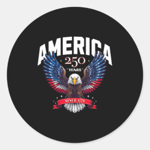 Usa 250 years since 1776 patriotic eagle design classic round sticker