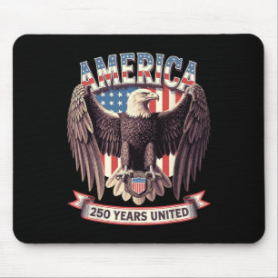 Usa 250 Years United Bald Eagle Patriotic Flag Gra Mouse Mat
