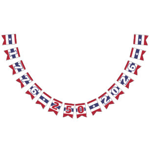 USA 250th 1776-2026 Patriotic Red White and Blue Bunting