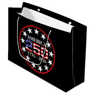 USA 250th Anniversary 1776-2026 American Flag Large Gift Bag
