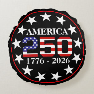 USA 250th Anniversary 1776-2026 American Flag Round Cushion