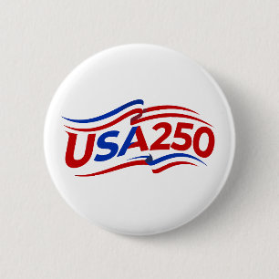 USA 250th Anniversary 1776-2026 Patriotic American 6 Cm Round Badge