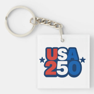 USA 250th Anniversary 1776-2026 Patriotic American Key Ring