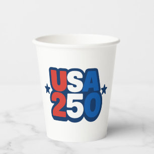 USA 250th Anniversary 1776-2026 Patriotic American Paper Cups