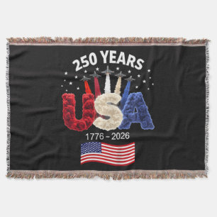 Usa 250th Anniversary American Flag 250 Years  Throw Blanket