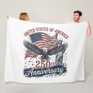 USA 250th Anniversary Bald Eagle Statue of Liberty Fleece Blanket