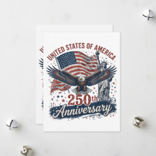 USA 250th Anniversary Bald Eagle Statue of Liberty Holiday Card