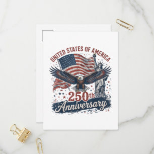 USA 250th Anniversary Bald Eagle Statue of Liberty Invitation Postcard