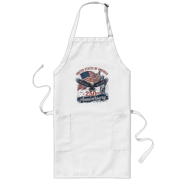 USA 250th Anniversary Bald Eagle Statue of Liberty Long Apron (Front)