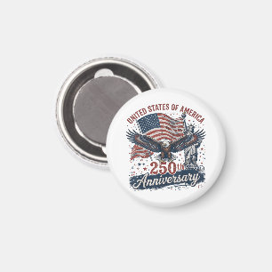 USA 250th Anniversary Bald Eagle Statue of Liberty Magnet