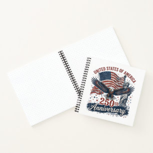 USA 250th Anniversary Bald Eagle Statue of Liberty Notebook