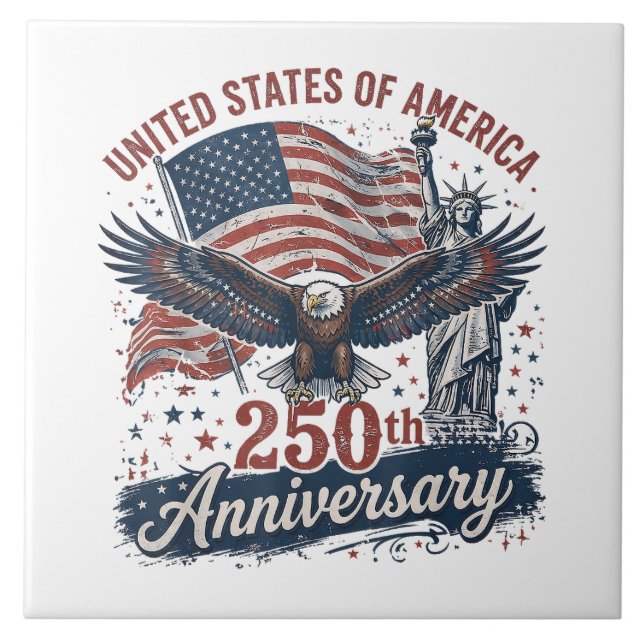 USA 250th Anniversary Bald Eagle Statue of Liberty Tile (Front)