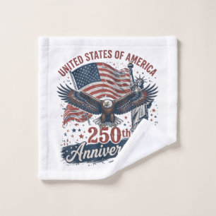 USA 250th Anniversary Bald Eagle Statue of Liberty Wash Cloth