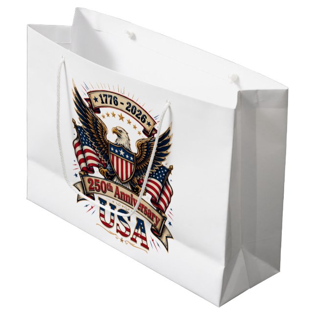 USA 250th Anniversary Eagle Large Gift Bag (Front Angled)