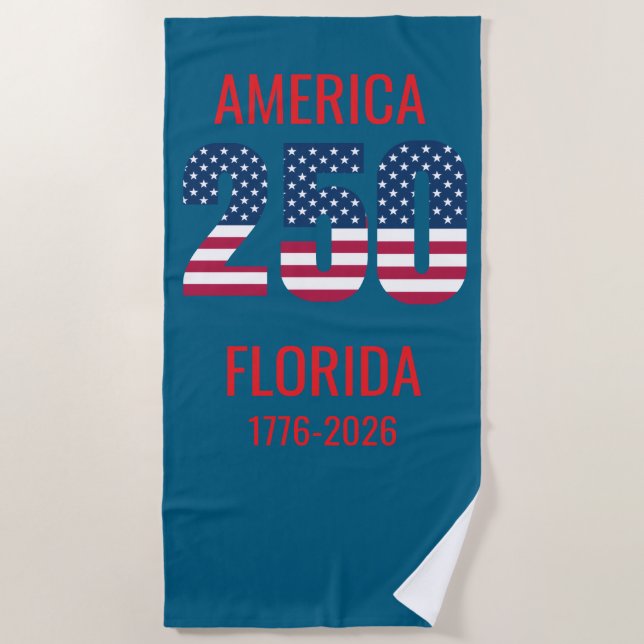 USA 250th Anniversary Florida Stars Stripes Beach  Towel (Front)