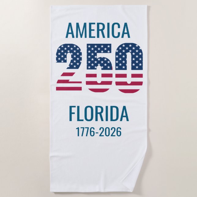 USA 250th Anniversary Florida Stars Stripes Beach  Towel (Front)