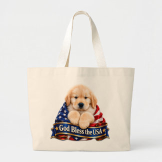 USA 250th Anniversary Golden Retriever Large Tote