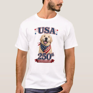 USA 250th Anniversary Golden Retriever T Shirt