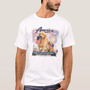 USA 250th Anniversary Golden Retriever T Shirt #5