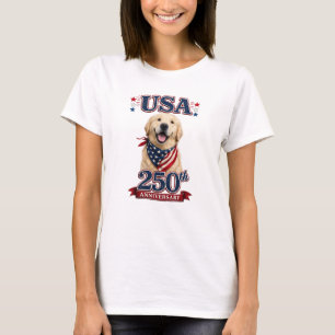USA 250th Anniversary Golden Retriever Woman's T-Shirt