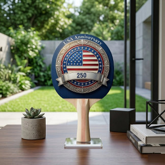 USA 250th Anniversary Heritage American Patriotic Ping Pong Paddle