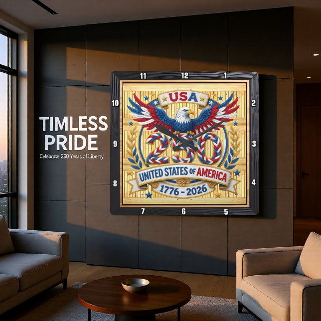 USA 250th Anniversary Heritage Eagle Square Wall Clock (Creator Uploaded)