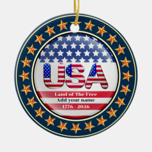 USA 250th Anniversary I Patriotic 1776-2026 Ceramic Tree Decoration