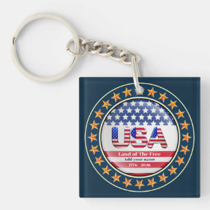 USA 250th Anniversary I Patriotic 1776-2026 Keycha Key Ring