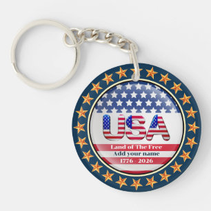 USA 250th Anniversary I Patriotic 1776-2026 Keycha Key Ring