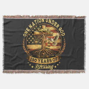 USA 250th Anniversary One Nation Under God Throw Blanket