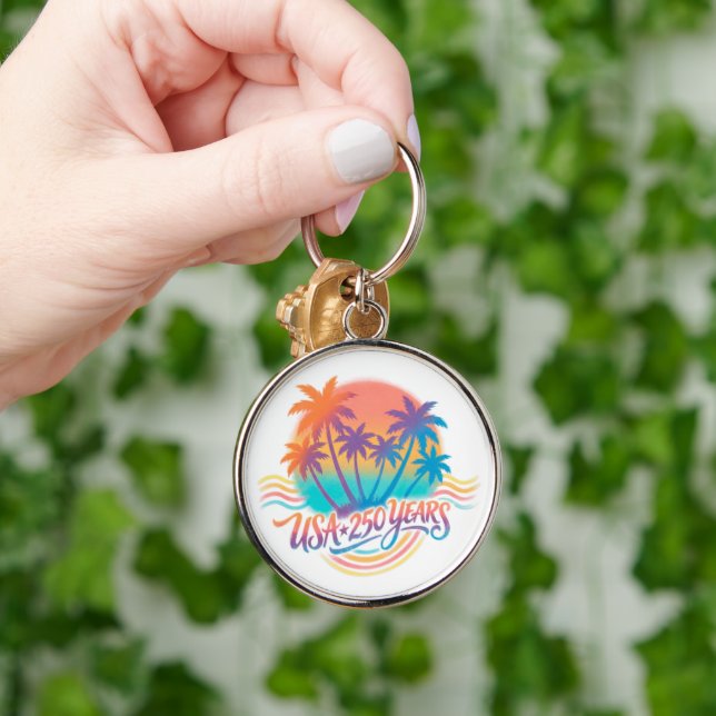 USA 250th anniversary Palm Trees  Key Ring (Hand)
