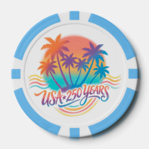 USA 250th anniversary Palm Trees Poker Chips