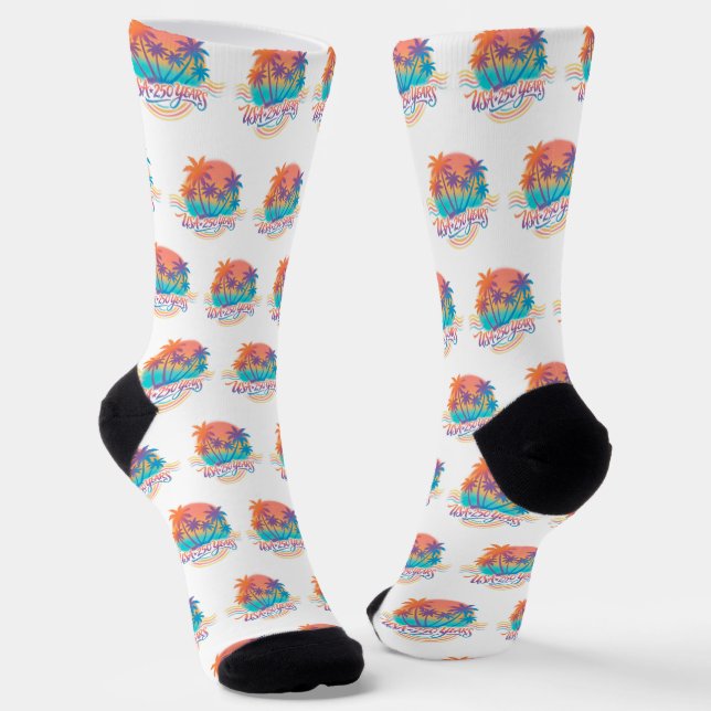 USA 250th anniversary Palm Trees  Socks (Angled)
