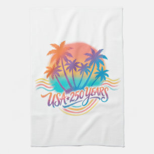 USA 250th anniversary Palm Trees Tea Towel